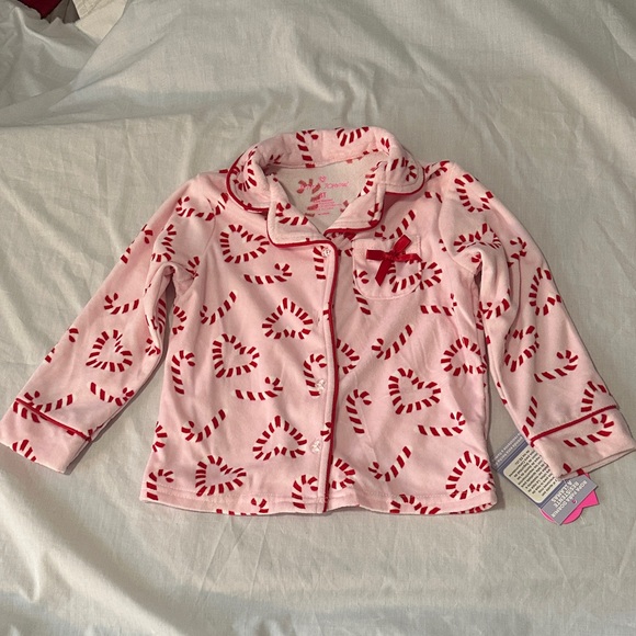 Betsey Johnson Pink and Red Candy Cane Kids Pajama Set - Picture 2 of 4